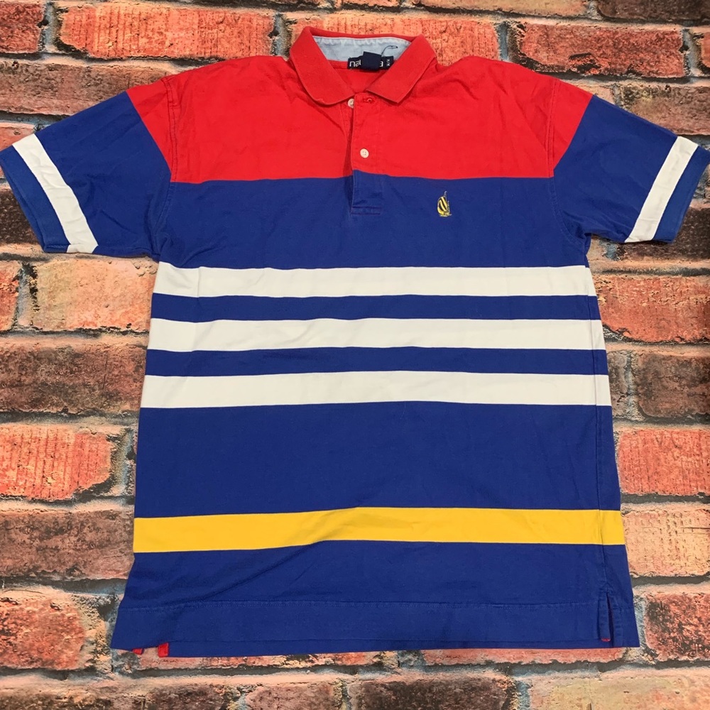 Vintage Nautica Striped Polo Shirt Size M